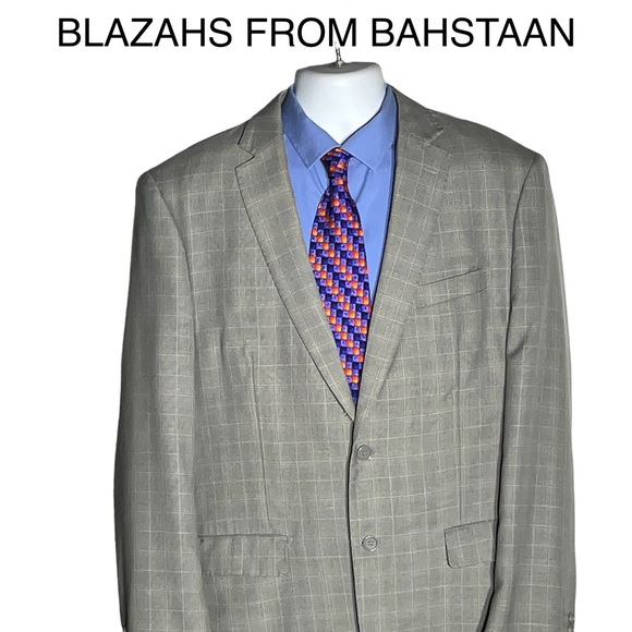 Giorgio Fiorelli Soft Grey 2 Button Canvas Stitching Double Vented Blazer 46L - Picture 5 of 15